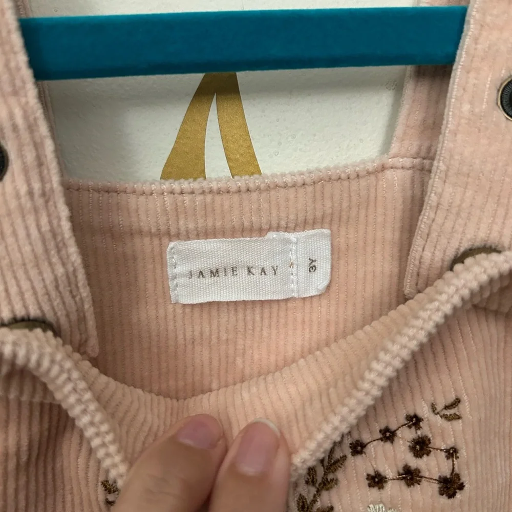 Jamie Kay Pink Corduroy Overalls with Embroidery‎